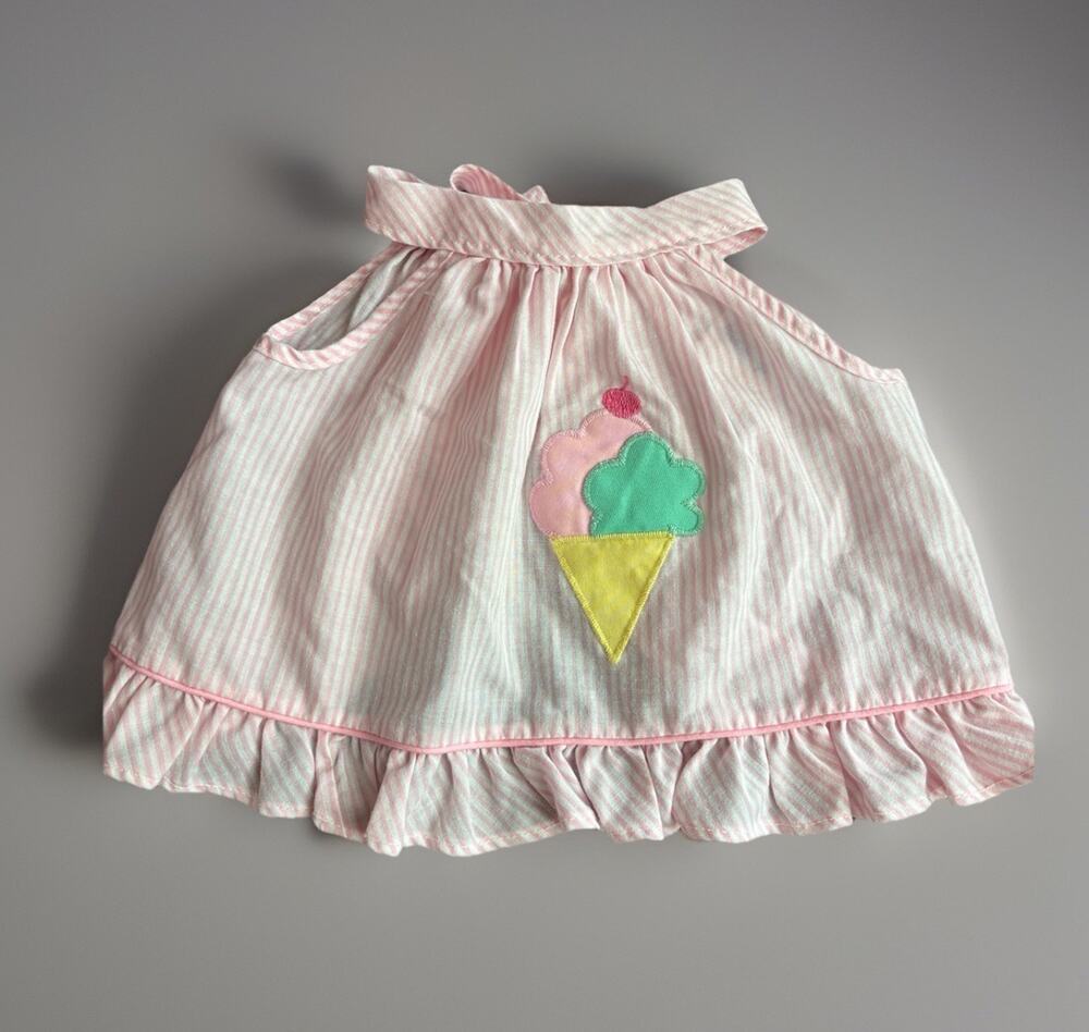 Vintage 80s Baby Girl Pride N Joy Pink Ice Cream tie summer shirt 6-9 months
